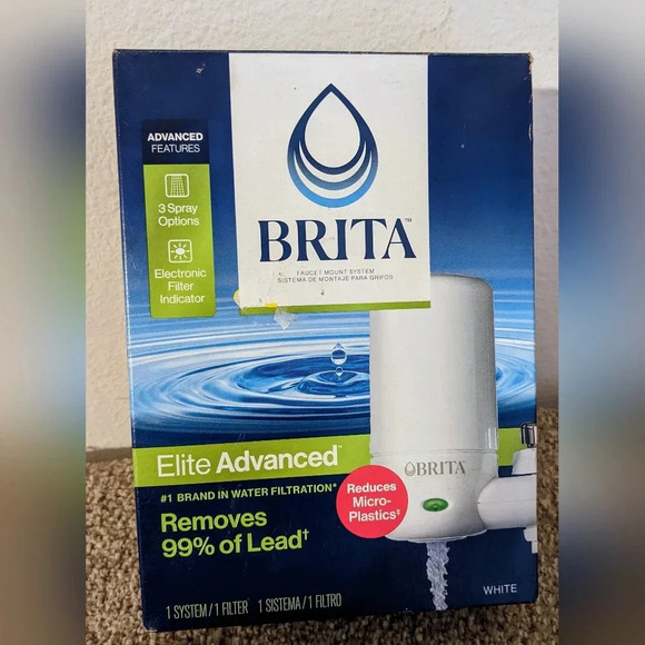 Brita‎ Elite Faucet Water Filtration Mount System White 2 Filters NIOB - Picture 1 of 8